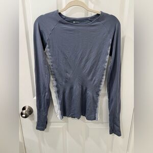 Zella Nordstrom Blue Long Sleeve Shirt with White Tie Die Detail